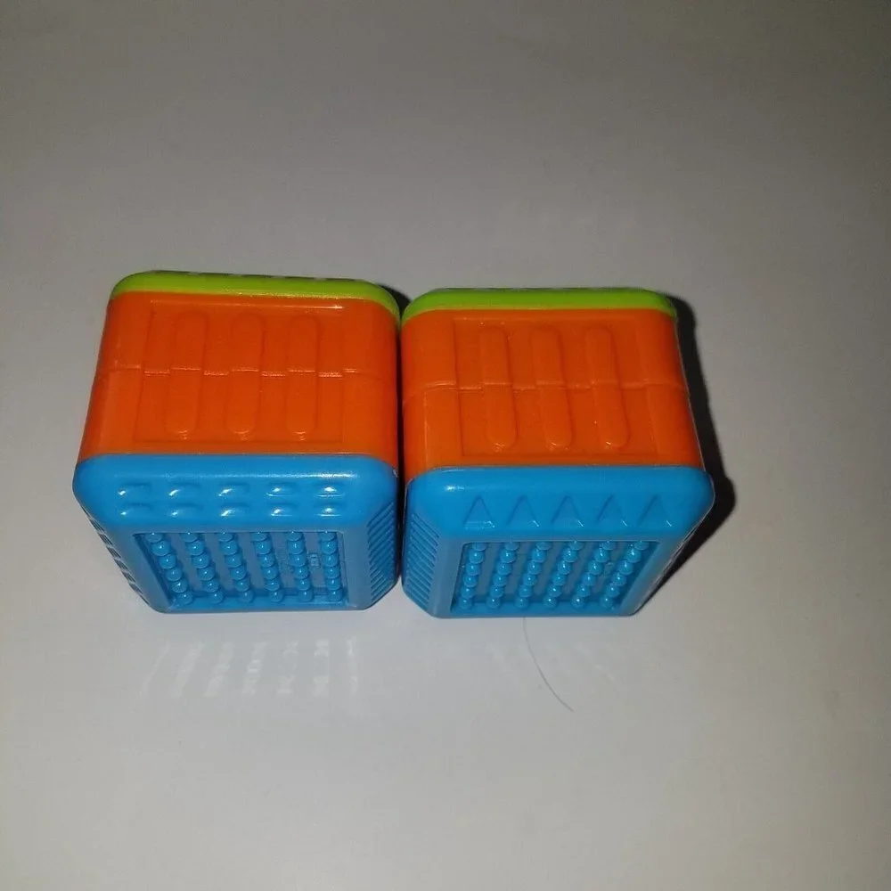2 Fisher Price Peek-A-Blocks Lot Yellow White Rolling Faces Sensory Duplicate